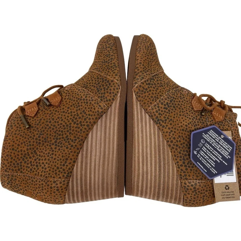 Toms Kala Ortholite Tan Black Mini Cheetah Suede Wedge Comfort Bootie Size 7 NWT